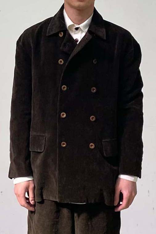 AVIVA JIFEI XUE Japanese Paper Velvet Double Breasted Jacket S22-DBJ Brown